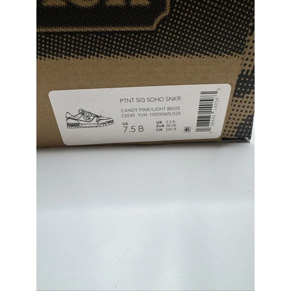 NEW Coach Woman Soho Sneaker With Patent Signature Candy Pink/Light Beige CEE45
